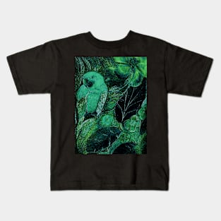 GREEN PARROT MACAW TROPICAL DECO POSTER ART PRINT EXOTIC DRAWING Kids T-Shirt